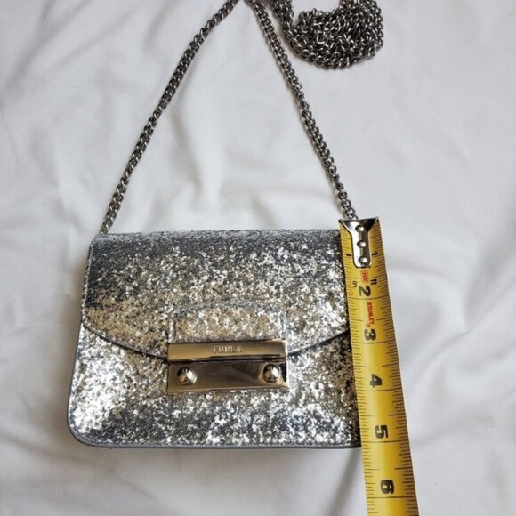 Furla Metropolis Mini Crossbody Bag Silver Glitter - Picture 6 of 11